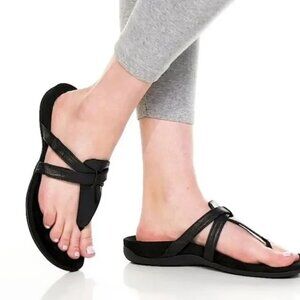 Vionic Karley Black Strappy Toe Post Slip On Comfort Sandals Size 11